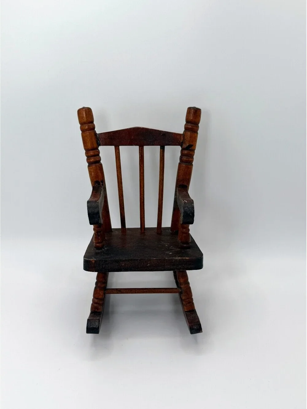 1:6 Vintage Wood Dollhouse Rocking Chair Spindle Back Miniature Furniture